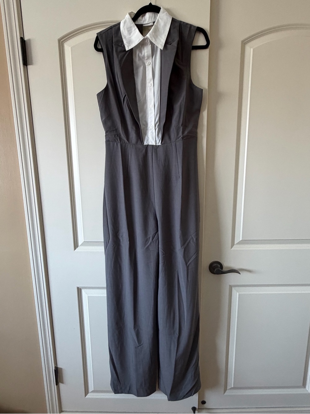 Fashion Nova Gray Sleeveless Jumpsuit with White Collar